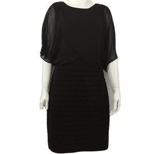 Adrianna Papell LBD Black Cocktail Stretch Dress Sz 6 MSRP $160 NWT